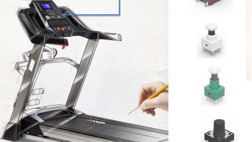 應用于：運動(dòng)器材面板，主要普通6*6，12*12輕觸開(kāi)關(guān)系列